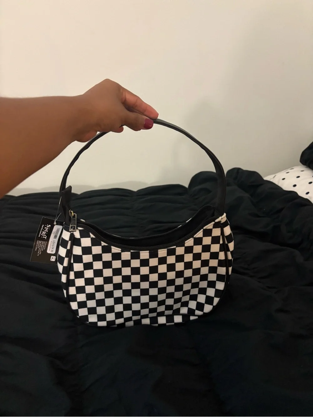 Spirit Checkerboard Shoulder Bag - Black & White